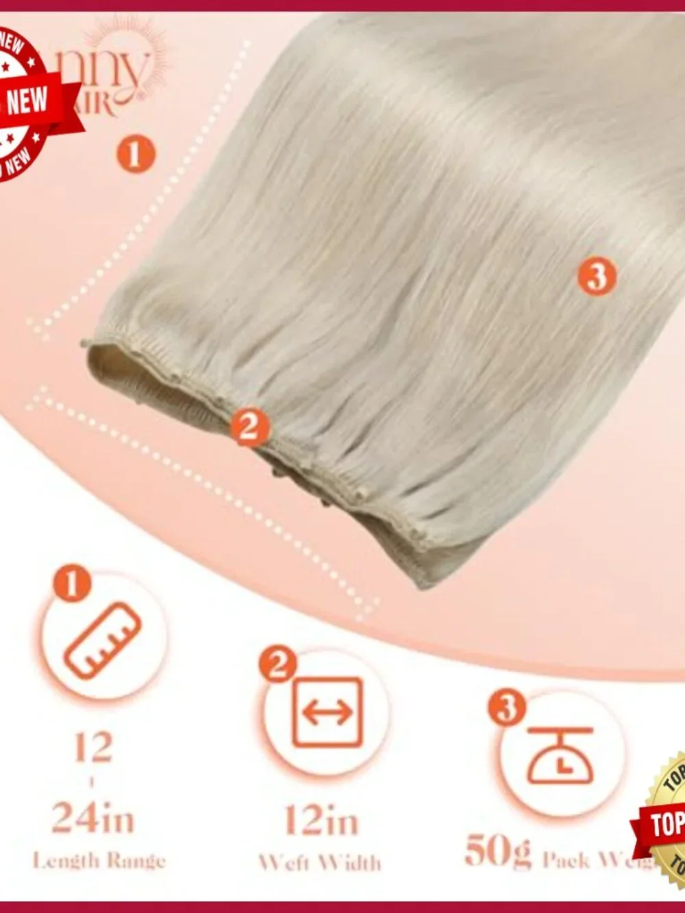 20-Inch Human Hair Extensions, Remy Hair, Glue-Free Microbeads, Heat Resistant